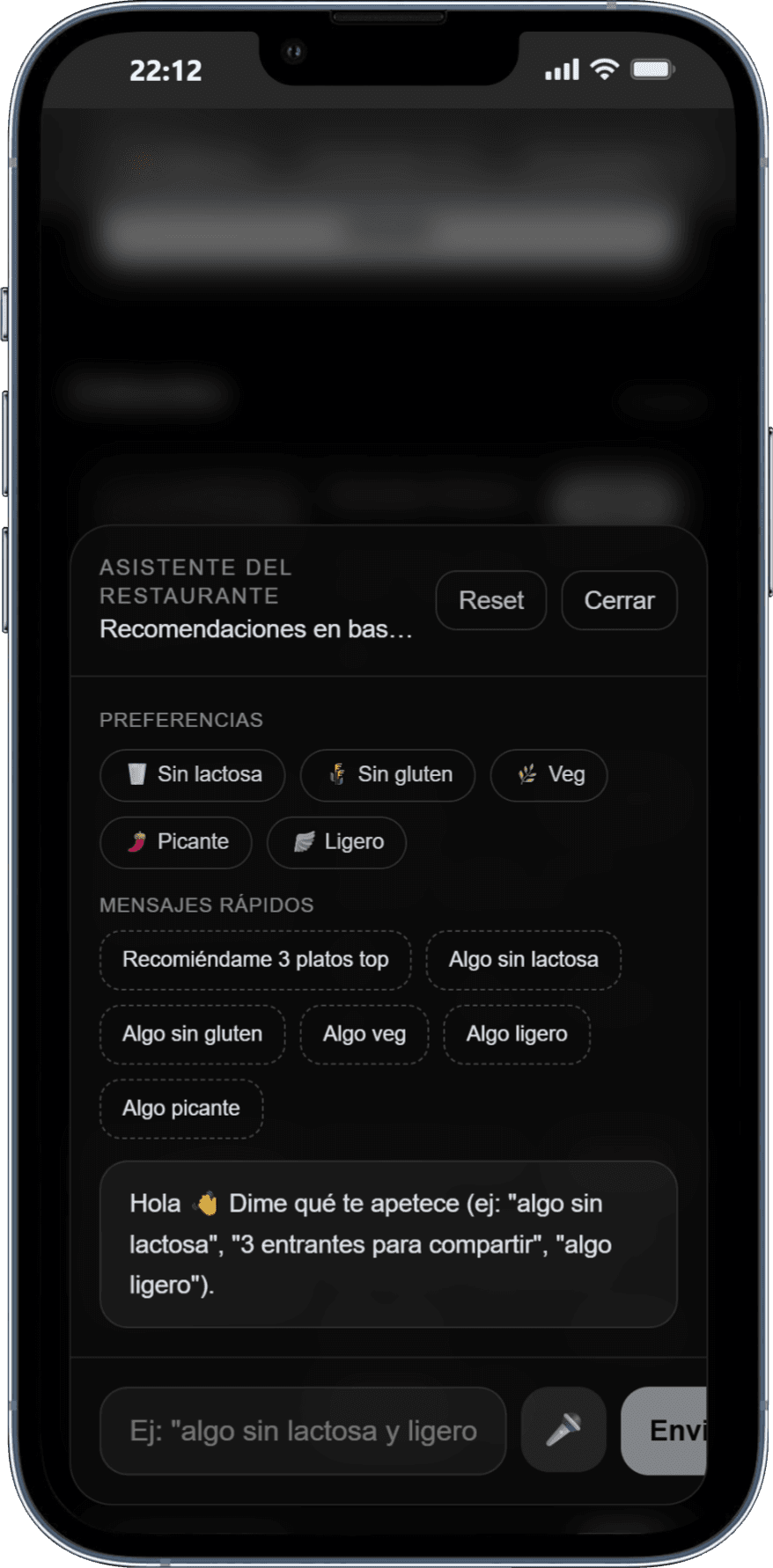 Vista móvil de CartaAi
